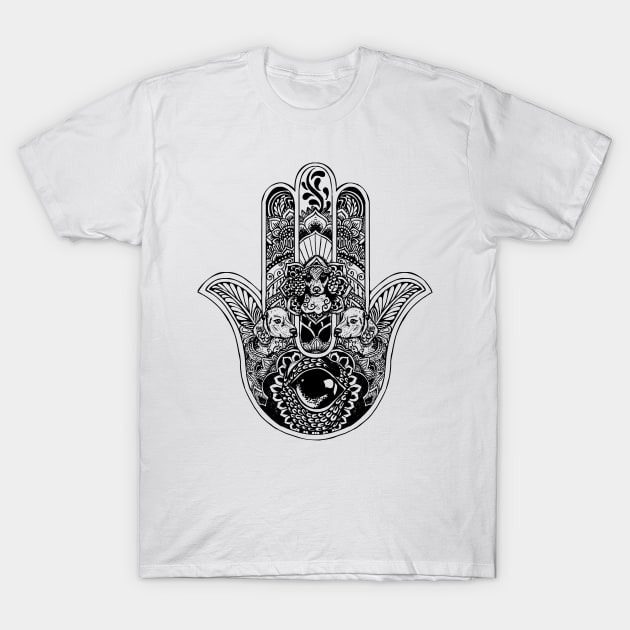 Hamsa Hand Dachsund T-Shirt by huebucket